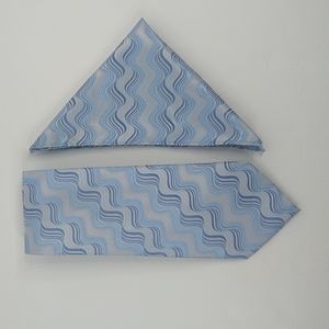 Lecollezioni  Blue | Silver Men Neck Tie | Kerchief
